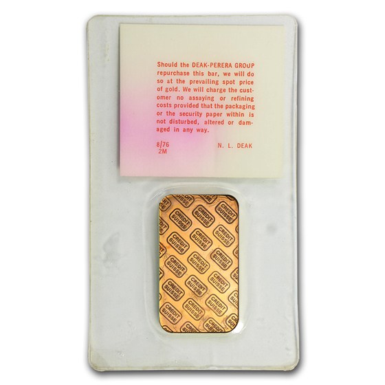 Buy 1 oz Gold Bar - Credit Suisse (Deak-Perera, In Assay) | APMEX