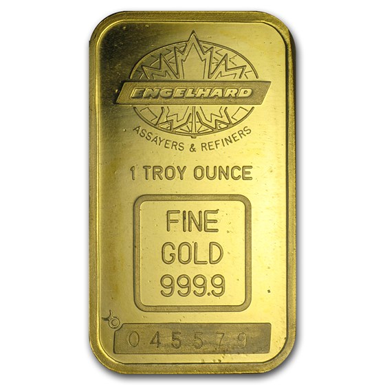 1 oz Gold Bar - Engelhard (Tall, Maple Design, Smooth Border) 1 oz Gold Bar - Engelhard (Tall, Maple Design, Smooth Border)