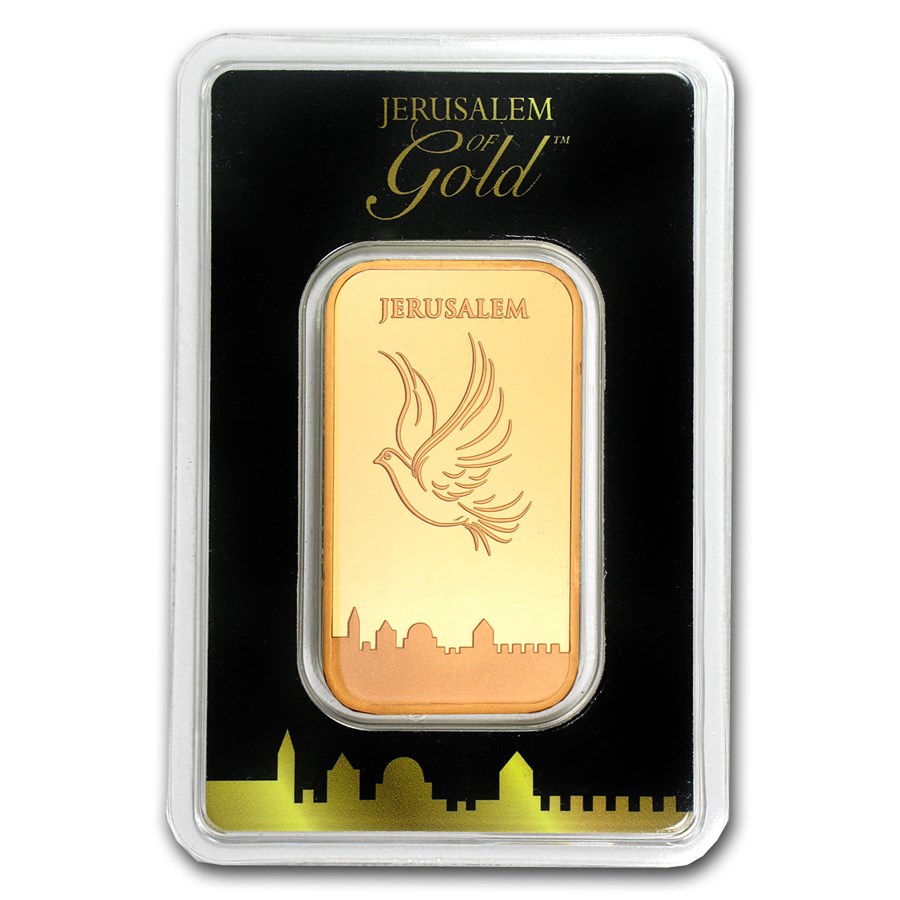 1 oz Gold Bar Holy Land Mint Dove of Peace (In Assay)