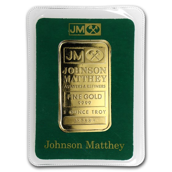 1 oz Gold Bar - Johnson Matthey (Random Vintage Design, In Assay) 1 oz Gold Bar - Johnson Matthey (Random Vintage Design, In Assay)