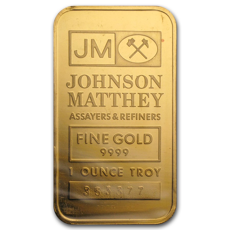 1 oz Gold Bar - Johnson Matthey (Vintage, Random Design)