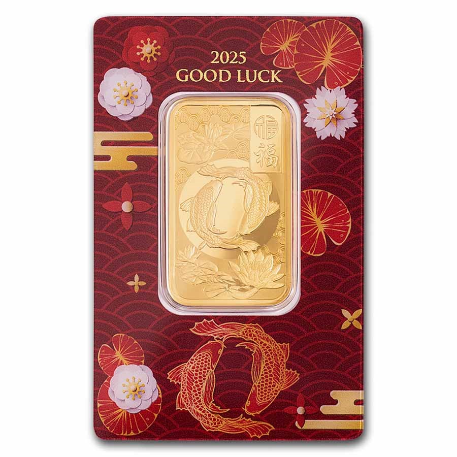 1 oz Gold Bar - PAMP 2025 Good Luck Koi Fish (Assay)