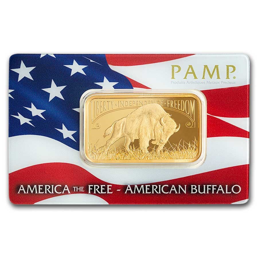 1 oz Gold Bar - PAMP American Buffalo (In Assay)
