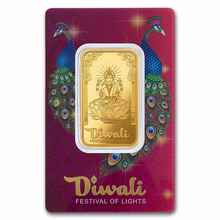 1 oz Gold Bar - PAMP Diwali 2024 Lakshmi & Peacock (Assay)