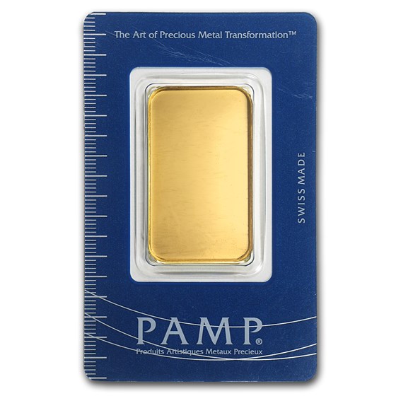 1 oz Gold Bar - PAMP Suisse (Blank Obverse, In Assay)