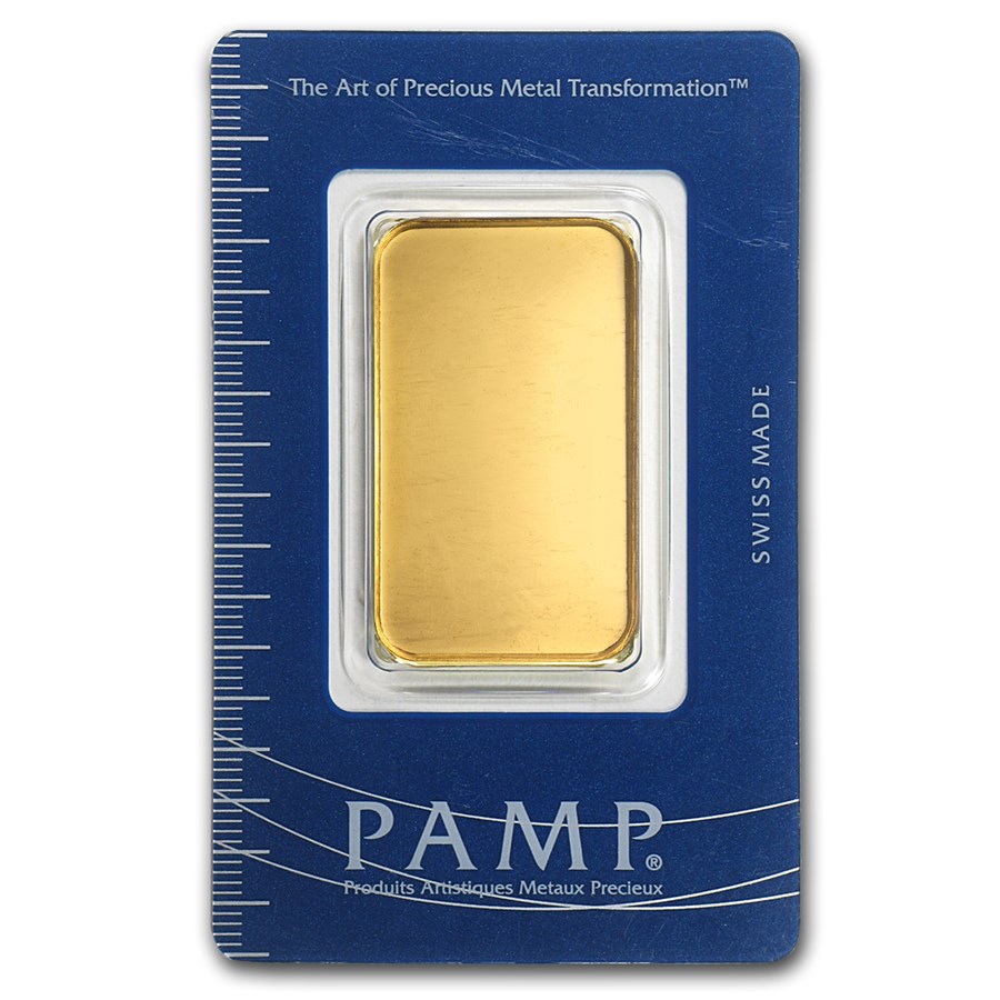 1 oz Gold Bar - PAMP Suisse (Blank Obverse, In Assay)