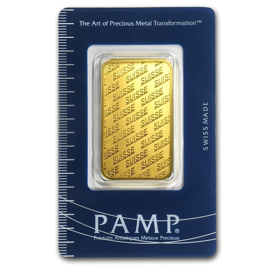 1 oz Gold Bar - PAMP Suisse (Suisse Logo, In Assay)