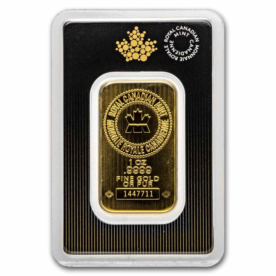 1 oz Gold Bar - Royal Canadian Mint New Design (In Assay)