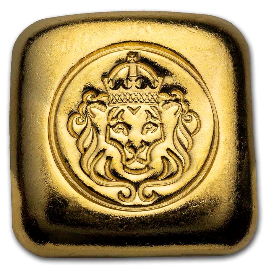 1 oz Gold Bar - Scottsdale Mint Hand Stamped Lion