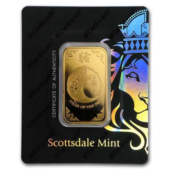1 oz Gold Bar - Scottsdale Year of the Pig Certi-Lock®(In Assay) 1 oz Gold Bar - Scottsdale Year of the Pig Certi-Lock®(In Assay)