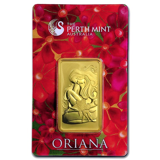 1 oz Gold Bar - The Perth Mint Oriana Design (In Assay)