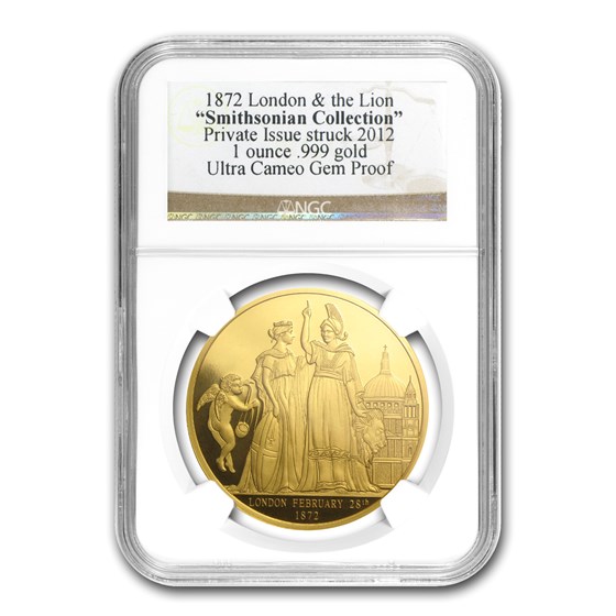 1 oz Gold Round - 1872 London & The Lion Gem Proof NGC 1 oz Gold Round - 1872 London & The Lion Gem Proof NGC