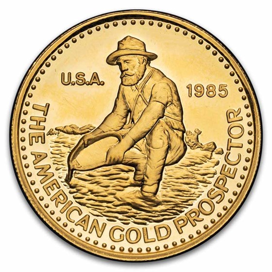 1 oz Gold Round - Engelhard (1985, Prospector, No Stars)
