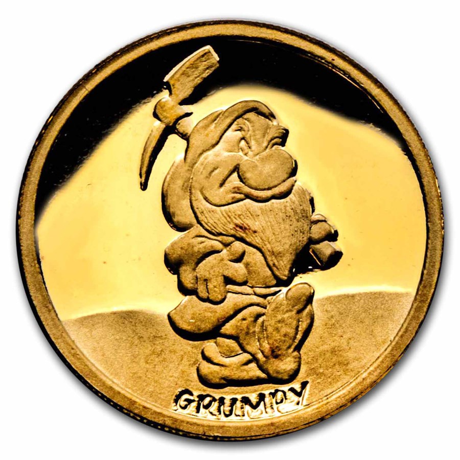Buy 1 oz Gold Snow White 50th Anniv Grumpy Round | APMEX