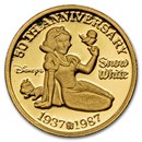 1 oz Gold Round - Snow White 50th Anniv (Snow White, w/Box & COA)