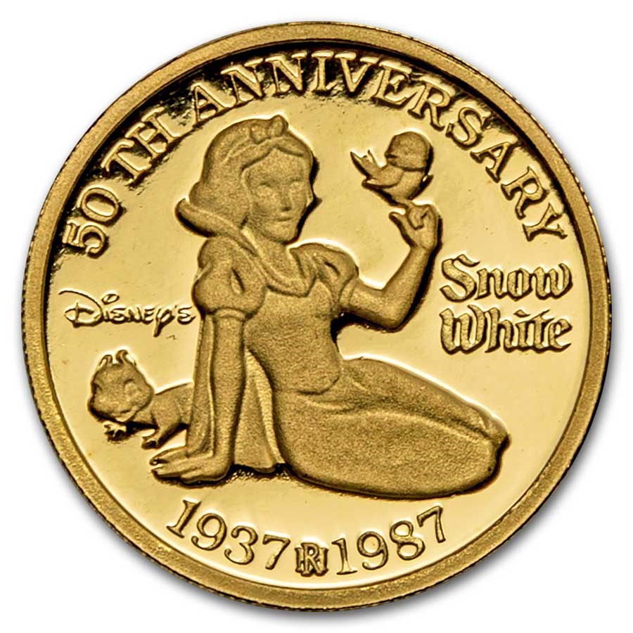 1 oz Gold Round - Snow White 50th Anniv (Snow White, w/Box & COA)