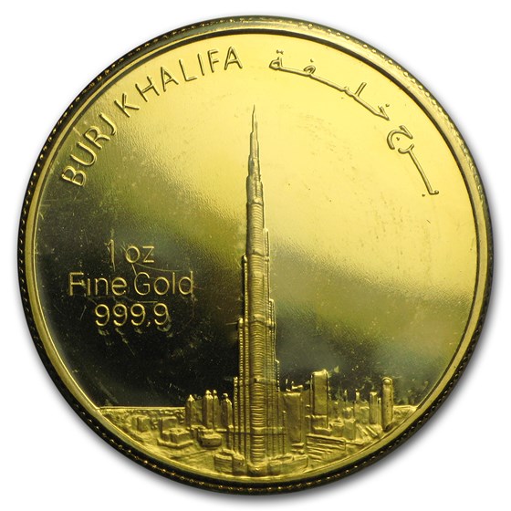 Buy 1 oz Gold Round UAE 2012 Dubai Gold Burj Khalifa (In Assay) APMEX