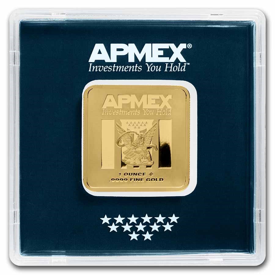 1 oz Gold Square Bar - APMEX (Encapsulated w/Assay)