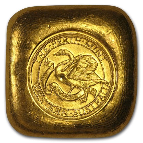 1 oz Gold Square Button - Perth Mint (Poured, Old Style Swan) 1 oz Gold Square Button - Perth Mint (Poured, Old Style Swan)