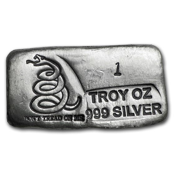1 oz Hand Poured Silver Bar - Don't Tread On Me 1 oz Hand Poured Silver Bar - Don't Tread On Me