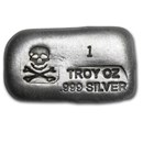 1 oz Hand Poured Silver Bar - PG & G (Skull & Bones)