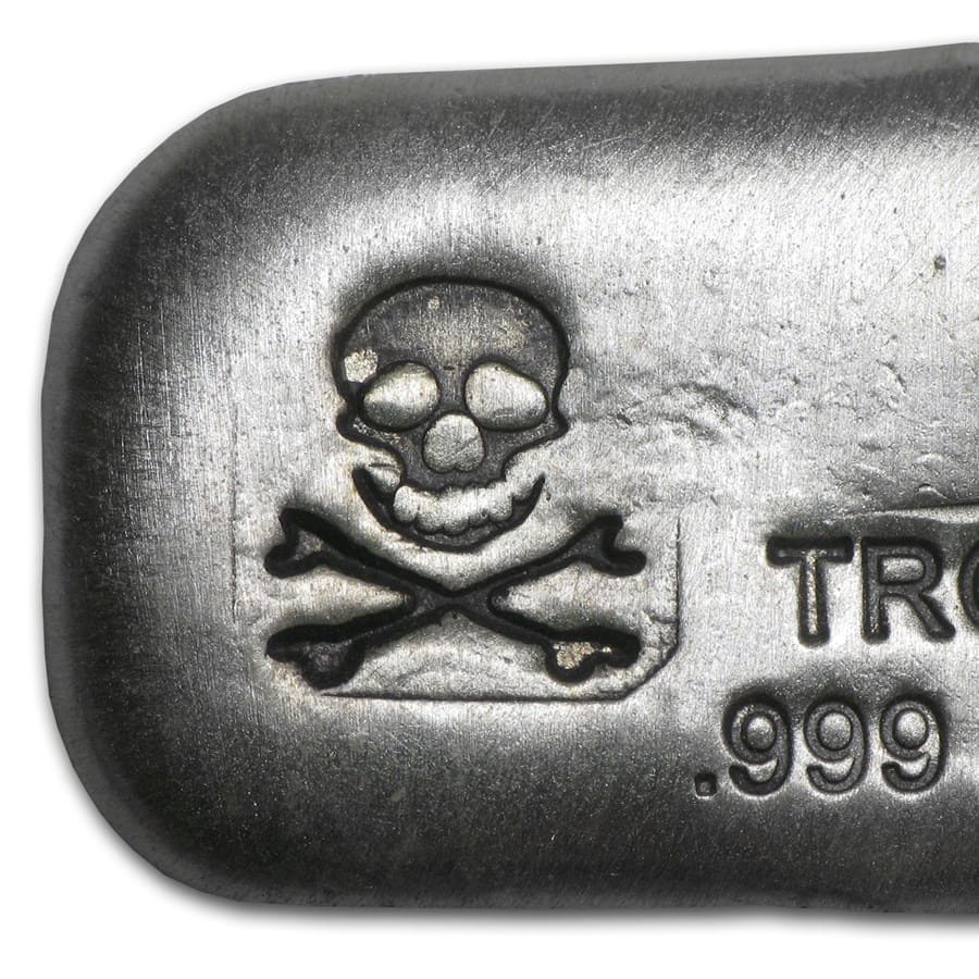 Buy 1 oz Hand Poured Silver Bar - PG & G (Skull & Bones) | APMEX