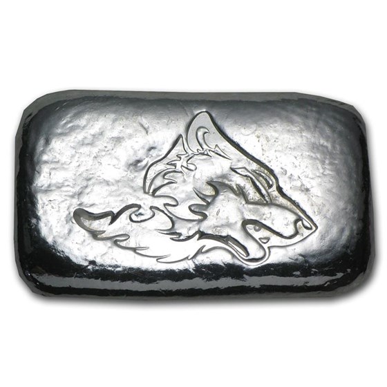 1 oz Hand Poured Silver Bar - Wolf Head 1 oz Hand Poured Silver Bar - Wolf Head
