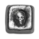 1 oz Hand Poured Silver Cube - Sunken Skull