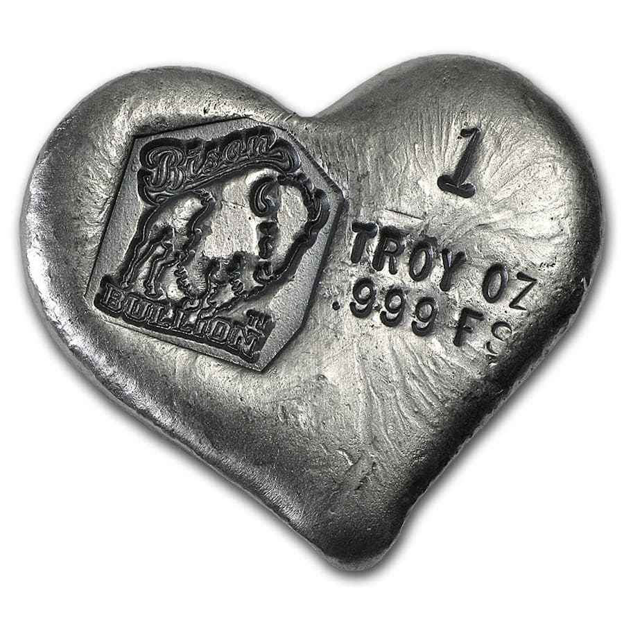 1 oz Hand Poured Silver Heart