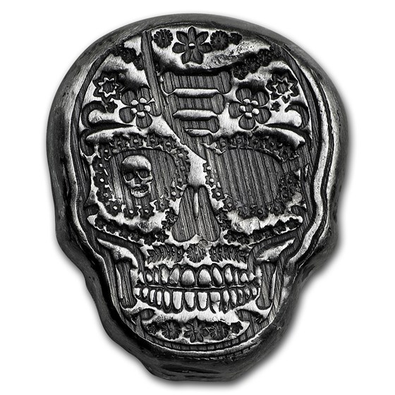 1 oz Hand Poured Silver - Limited Edition Sugar Skull: Pirate Eye 1 oz Hand Poured Silver - Limited Edition Sugar Skull: Pirate Eye