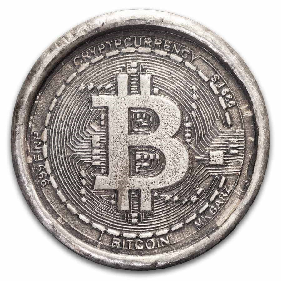1 oz Hand Poured Silver Round - Bitcoin