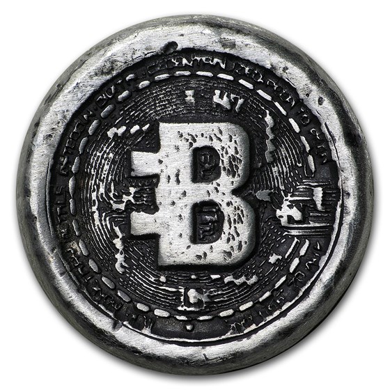 1 oz Hand Poured Silver Round - Bitcoin 1 oz Hand Poured Silver Round - Bitcoin