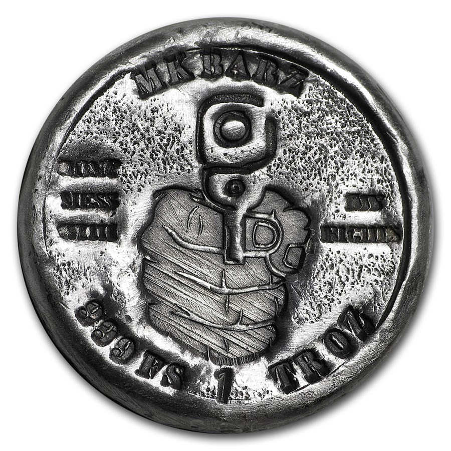 1 oz Hand Poured Silver Round - Right to Bear Arms