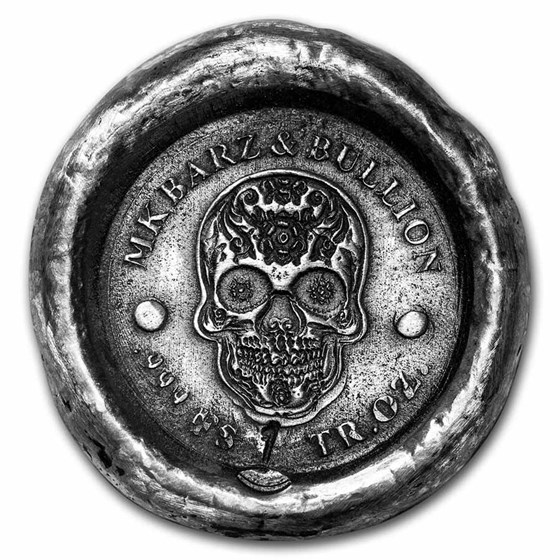 1 oz Hand Poured Silver Round - Sugar Skull 1 oz Hand Poured Silver Round - Sugar Skull