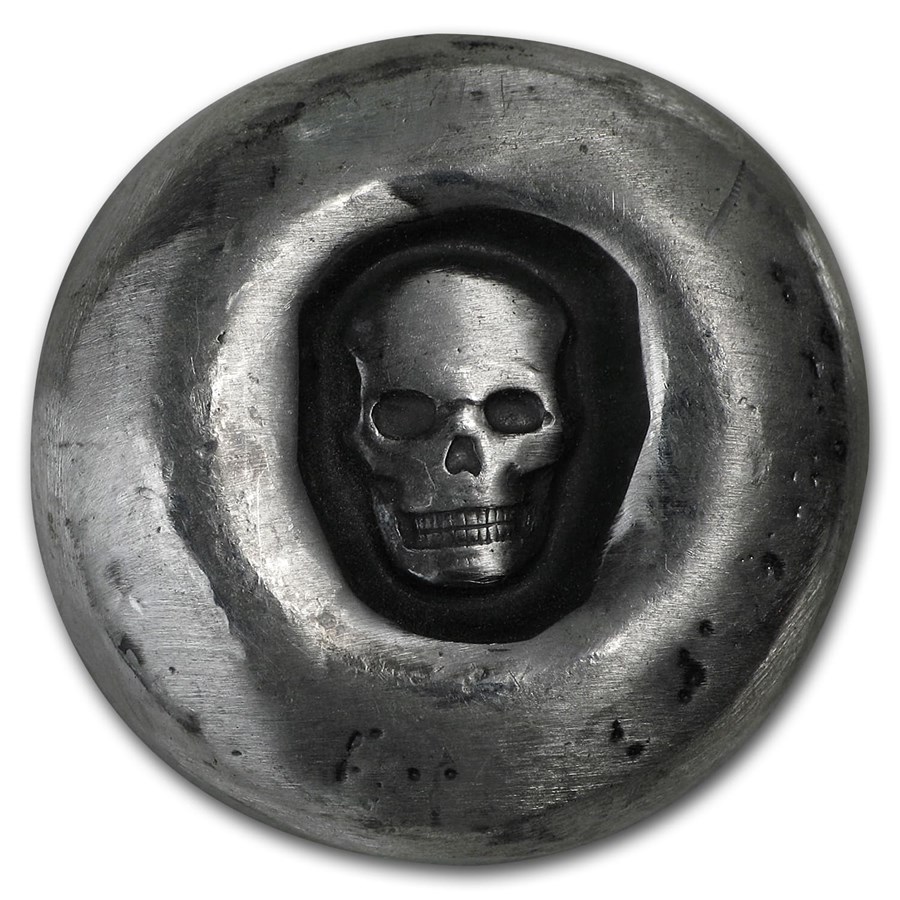 1 oz Hand Poured Silver Round - Sunken Skull