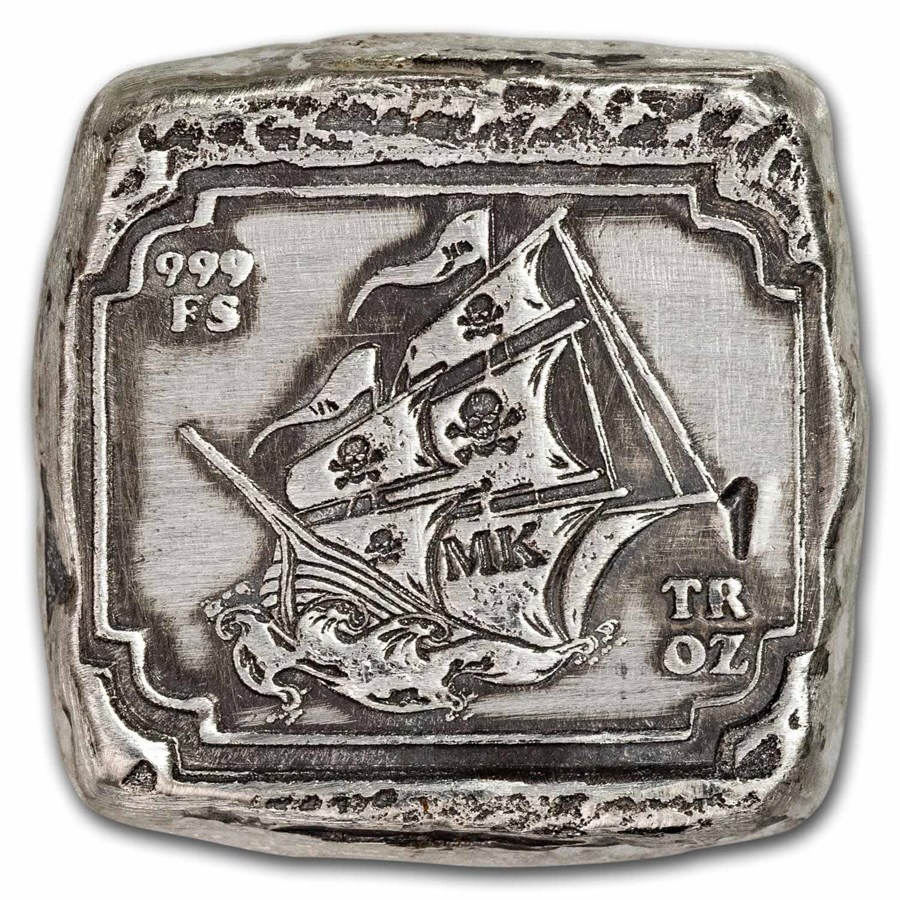 1 oz Hand Poured Silver Square - Set Sail for Treasure