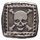 1 oz Hand Poured Silver Square - Skull & Bones Postage Stamp