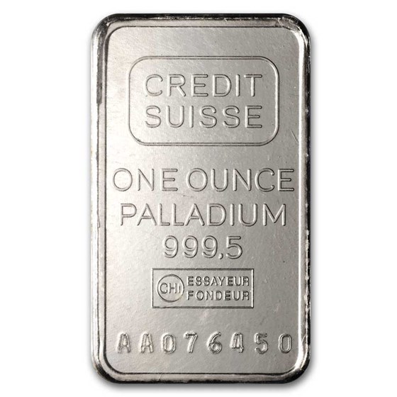 1 oz Palladium Bar - Credit Suisse (No Assay Card) 1 oz Palladium Bar - Credit Suisse (No Assay Card)