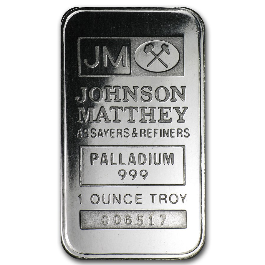 Buy 1 oz Palladium Bar Johnson Matthey APMEX