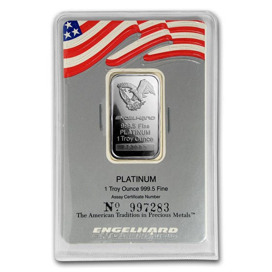 1 oz Platinum Bar - Engelhard Eagle Design (USA Flag Assay)