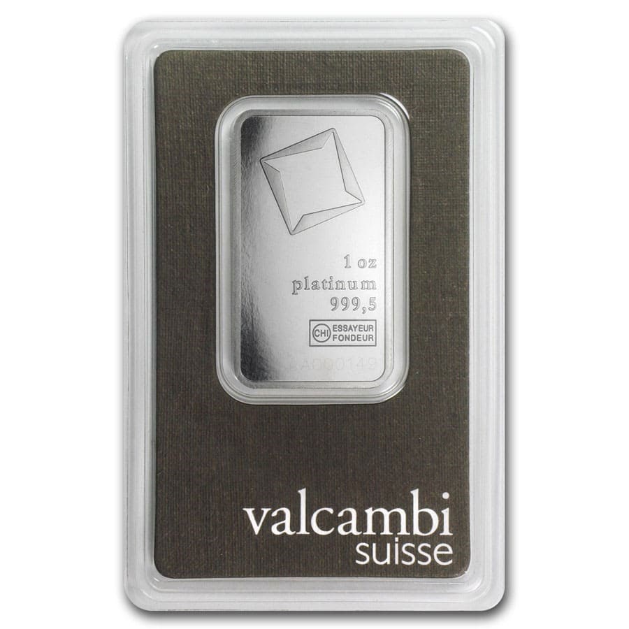 1 oz Platinum Bar - Valcambi (In Assay)
