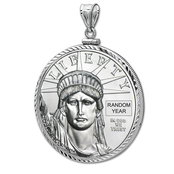 1 oz Platinum Eagle White Gold Pendant (Diamond-ScrewTop Bezel) 1 oz Platinum Eagle White Gold Pendant (Diamond-ScrewTop Bezel)