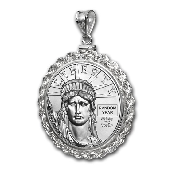 1 oz Platinum Eagle White Gold Pendant (Rope-ScrewTop Bezel) 1 oz Platinum Eagle White Gold Pendant (Rope-ScrewTop Bezel)