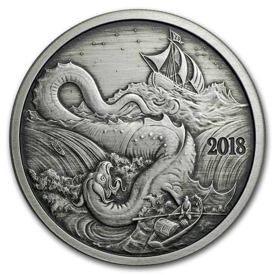 1 oz Silver Antique Round - 2018 Silverbug Island Leviathan 1 oz Silver Antique Round - 2018 Silverbug Island Leviathan