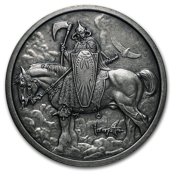 1 oz Silver Antique Round - Frank Frazetta (Death Dealer)