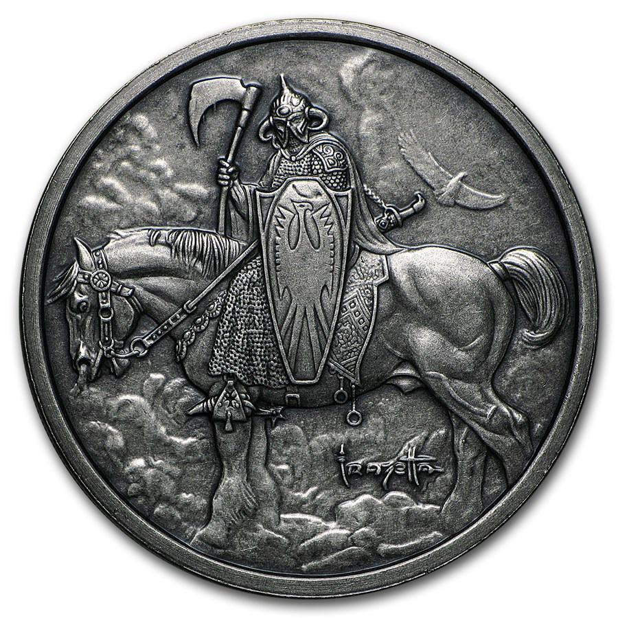 1 oz Silver Antique Round - Frank Frazetta (Death Dealer)