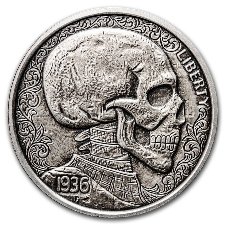 Buy 1 oz Silver Antique Round - Hobo Nickel (Skulls & Scrolls) | APMEX