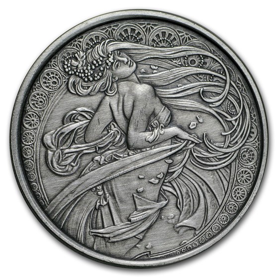 1 oz Silver Antique Round - Mucha Series (Dance) 1 oz Silver Antique Round - Mucha Series (Dance)
