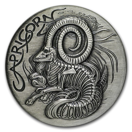 1 oz Silver Antique Round - Zodiac Skull Series (Capricorn) 1 oz Silver Antique Round - Zodiac Skull Series (Capricorn)