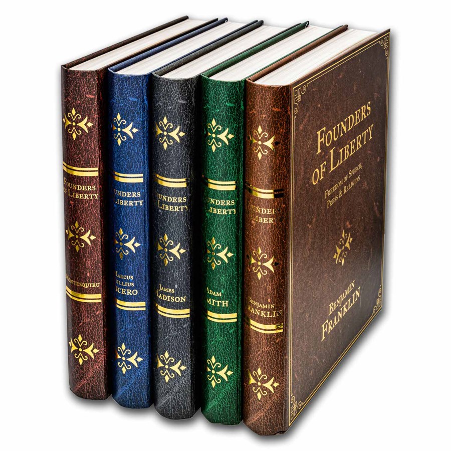 Silver Rounds Collection Book Buy 1 oz Silver Antique Rounds - Founders of Liberty Full Set of 5 | APMEX
